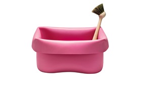 Washing up bowl pink frontview on white background 